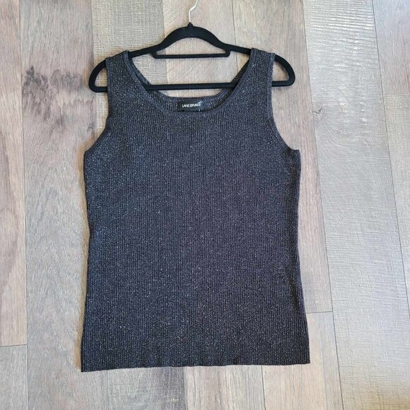 Lane Bryant Black with Gold metallic thread woven through tank top EUC - Picture 5 of 5